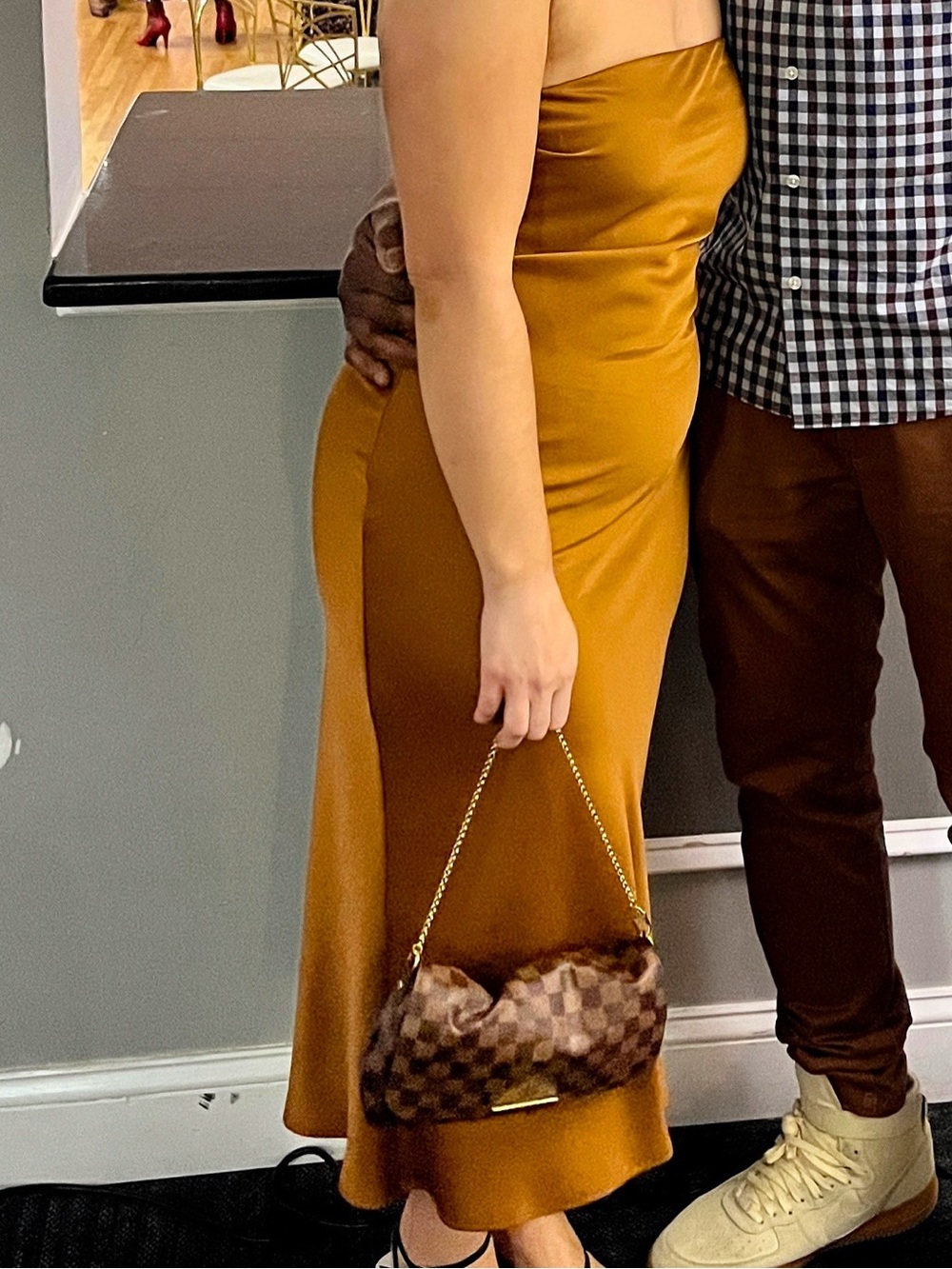 House of Harlow 1960 Satin Strapless Slip Dress in Burnt Copper